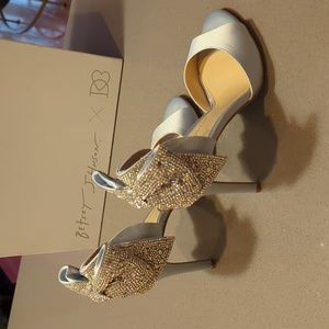Betsy Johnson x David's Bridal Blue Satin D'orsay Heels